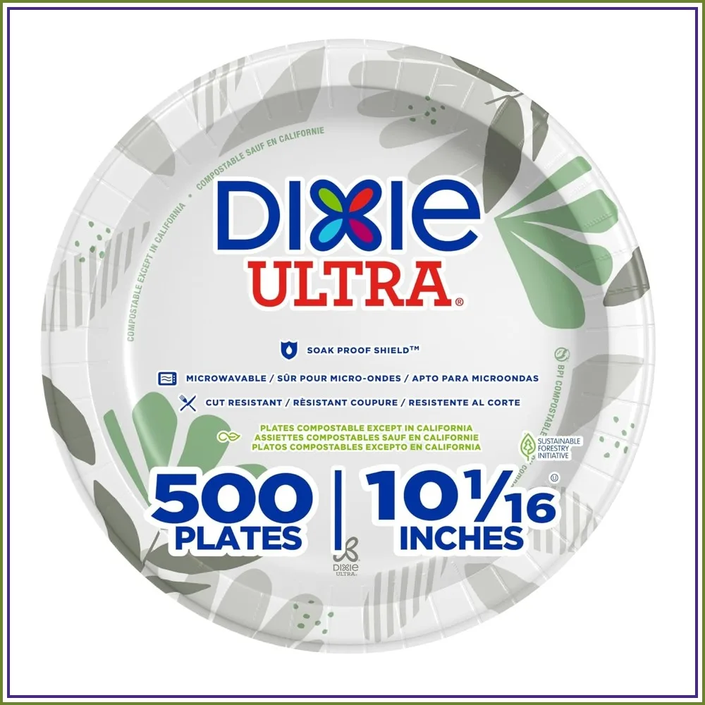 500 Count Heavy-Weight Paper Plates, 10 Inch, Disposable, Botanical Design, 4 Packs
500 Count Heavy-Weight Paper Plates, 10 Inch, Disposable, Botanical Design, 4 Packs