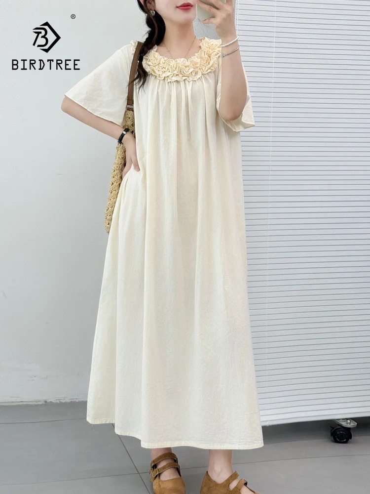 New 2026 Summer Women Cotton Blend Short Sleeve Dresses, O Neck Ruffles, Mori Girl OL Korean Sweet Loose A-line Dress D66429CC
New 2026 Summer Women Cotton Blend Short Sleeve Dresses, O Neck Ruffles, Mori Girl OL Korean Sweet Loose A-line Dress D66429CC
