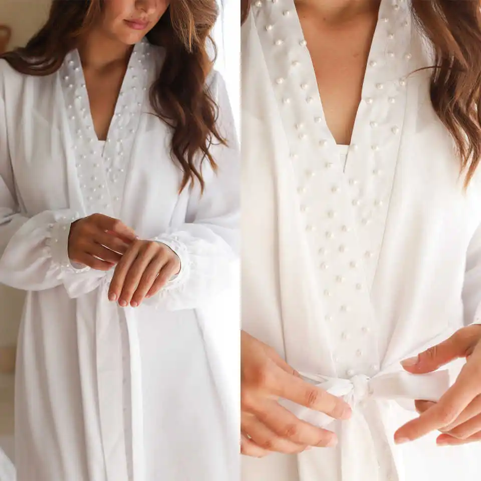 Элегантный халат невесты, ночная рубашка, кружевное платье с жемчугом и длинными рукавами, одежда для сна для фотосессии, халат, пижамы для подружки невесты на заказ
Элегантный халат невесты, ночная рубашка, кружевное платье с жемчугом и длинными рукавами, одежда для сна для фотосессии, халат, пижамы для подружки невесты на заказ