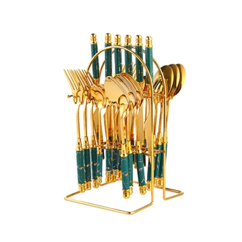 24PCS Ceramic Handle Tableware Set Gold Fork Spoon Knife Set Stainless Steel Cutlery Set Dishwasher Safe Dinnerware Dinner Sets
24PCS Ceramic Handle Tableware Set Gold Fork Spoon Knife Set Stainless Steel Cutlery Set Dishwasher Safe Dinnerware Dinner Sets
