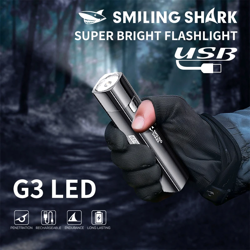 SMILING SHARK Mini Flashlight LED Rechargeable Torch Light 3Mode Waterproof Household Small Flash Light Outdoor Lighting 617A
SMILING SHARK Mini Flashlight LED Rechargeable Torch Light 3Mode Waterproof Household Small Flash Light Outdoor Lighting 617A
