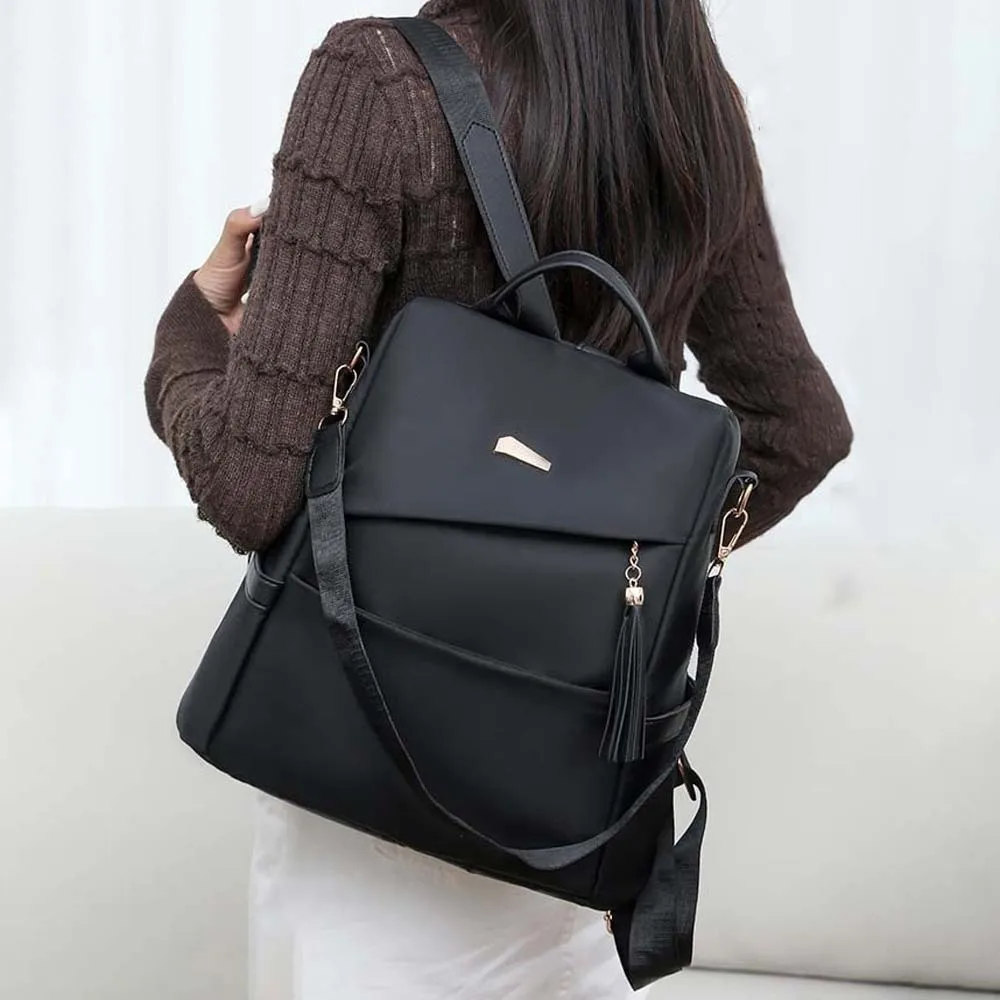 Large Capacity Nylon Backpack Women Soft-Touch Solid-Color Waterproof Rucksack Tassel-Deco Multi-Way Anti-Theft Daypack
Large Capacity Nylon Backpack Women Soft-Touch Solid-Color Waterproof Rucksack Tassel-Deco Multi-Way Anti-Theft Daypack