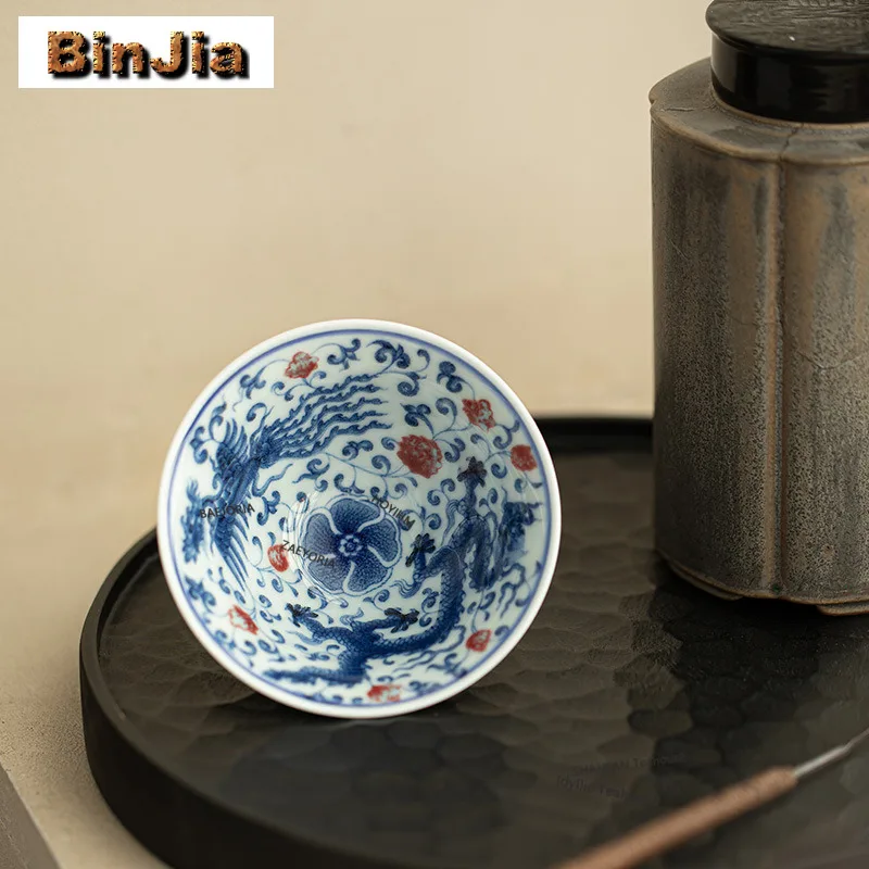 90ml Blue-and-white Dragon Phoenix Teacup Zen Tea Bowl Tea Cup Set Tea-tasting Meditation Cup Chazhan Master Cups For Tea Craft
90ml Blue-and-white Dragon Phoenix Teacup Zen Tea Bowl Tea Cup Set Tea-tasting Meditation Cup Chazhan Master Cups For Tea Craft