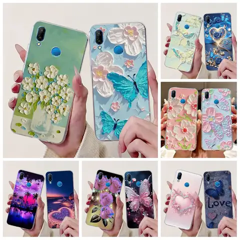 For Huawei P20 Lite Case Popular Flower Butterfly Soft Clear Silicone Phone Back Cover For Huawei P20Lite Nova 3e ANE-LX1 Bumper