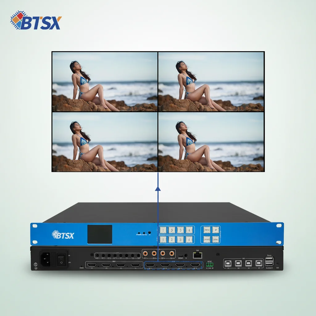 4K60 Seamless Video Wall Processor with 4x HDMI 2.0 Input Output, Matrix Switching and Window Roaming Control
4K60 Seamless Video Wall Processor with 4x HDMI 2.0 Input Output, Matrix Switching and Window Roaming Control