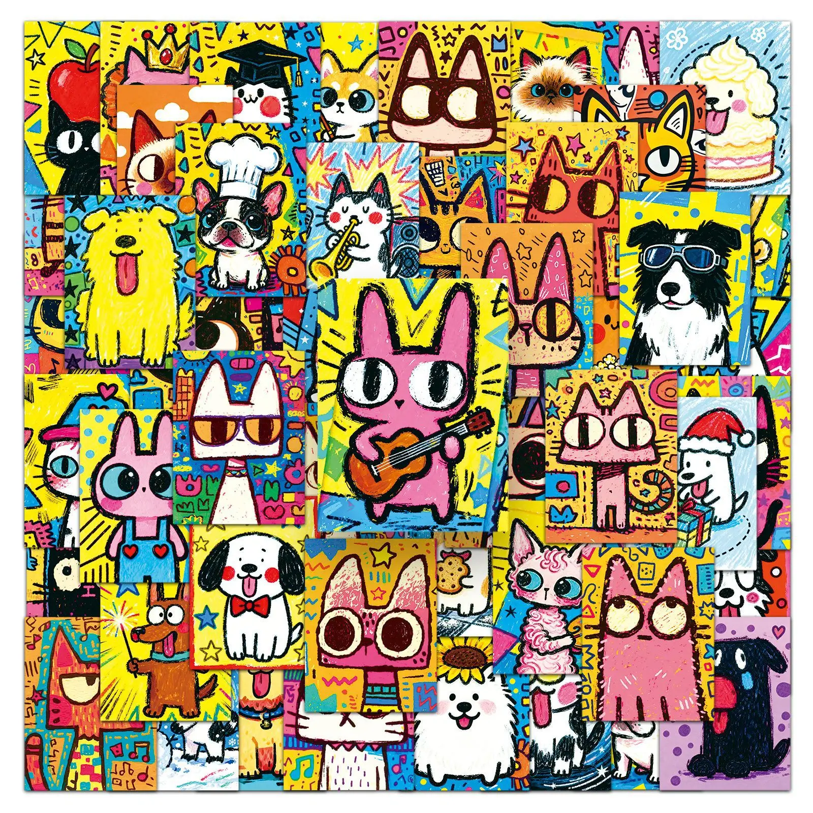 50-Pack Cartoon Crayon Style Cat & Dog Doodle Stickers Waterproof Decorations for Phones Guitars Tablets Notes Stationery
50-Pack Cartoon Crayon Style Cat & Dog Doodle Stickers Waterproof Decorations for Phones Guitars Tablets Notes Stationery