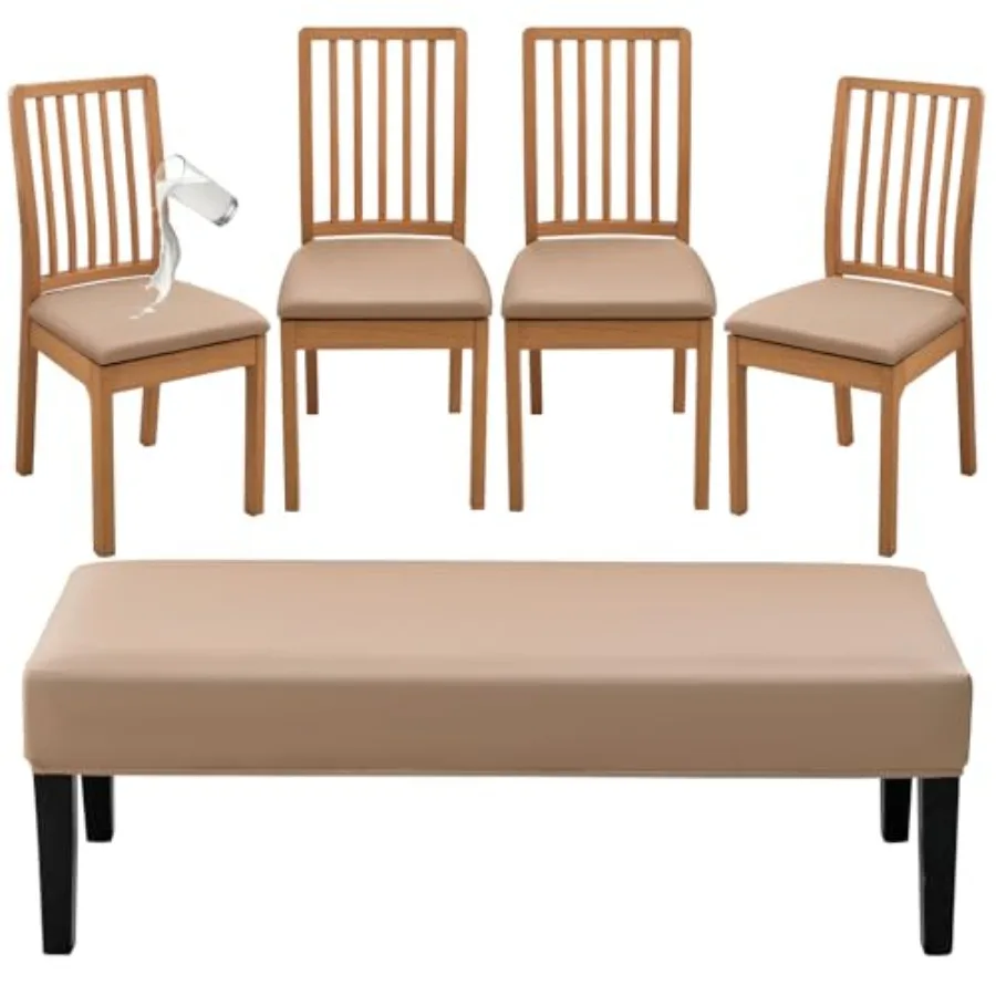 PU Dining Room Chair Covers Slipcovers Set of 4 with 1PC Bench Cover, Waterproof and Stretchable Removable Slipcover for Kitche
PU Dining Room Chair Covers Slipcovers Set of 4 with 1PC Bench Cover, Waterproof and Stretchable Removable Slipcover for Kitche