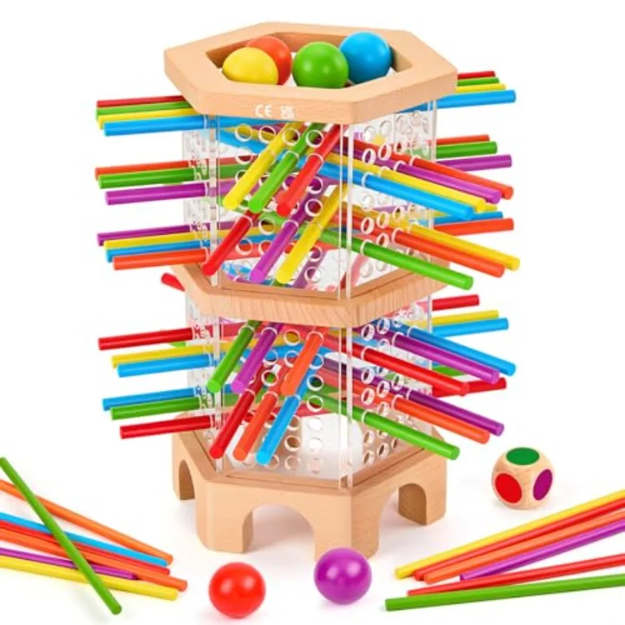 Montessori Wooden Board Game, 42 Colorful Sticks Dice Games for 3 4 5 6 Years, Math Learning Toys Fine Motor Skills and Countin
Montessori Wooden Board Game, 42 Colorful Sticks Dice Games for 3 4 5 6 Years, Math Learning Toys Fine Motor Skills and Countin