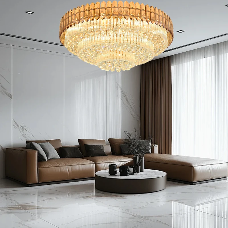 Nordic Large Amber Crystal Ceiling Chandeliers 2025 Round Big Multiple Tier Light Fixture for Living Room Foyer Decoration
Nordic Large Amber Crystal Ceiling Chandeliers 2025 Round Big Multiple Tier Light Fixture for Living Room Foyer Decoration