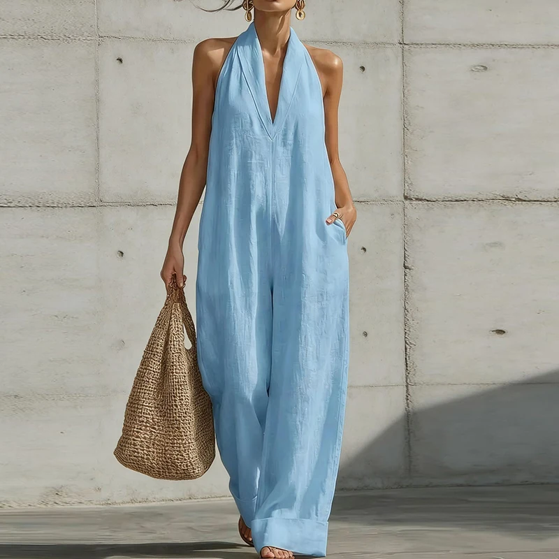 New Summer Casual V Neck Women Jumpsuit Sleeveless Pocket Solid Loose Wide Leg Pants Jumpsuits Women Overalls Fashion Playsuit
New Summer Casual V Neck Women Jumpsuit Sleeveless Pocket Solid Loose Wide Leg Pants Jumpsuits Women Overalls Fashion Playsuit