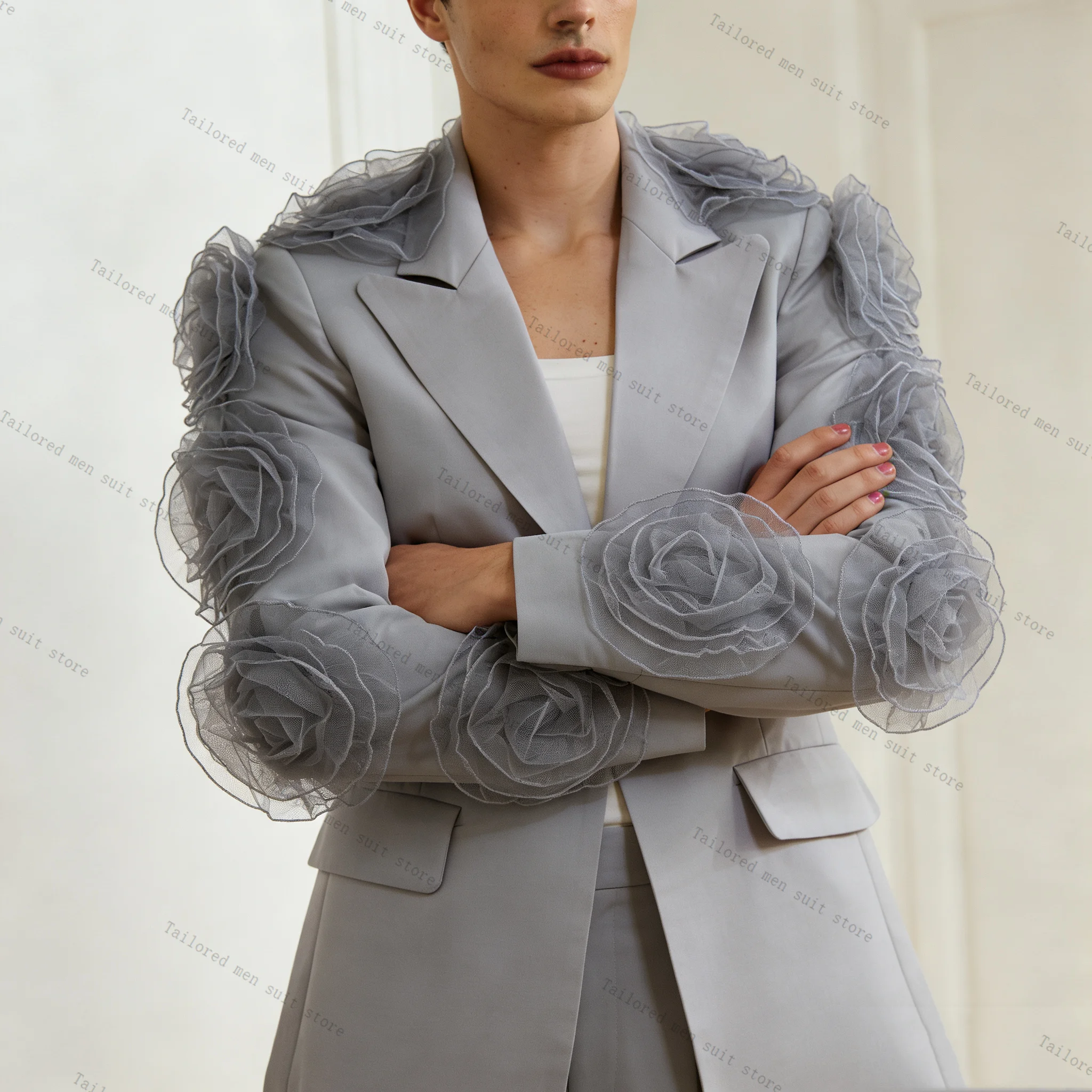 Grey Spring Men Suits Pants Set 2 Pcs Blazer+Trousers 3D Flower Groom Wedding Tuxedos Jacket Formal Office Business Coat Outfit
Grey Spring Men Suits Pants Set 2 Pcs Blazer+Trousers 3D Flower Groom Wedding Tuxedos Jacket Formal Office Business Coat Outfit