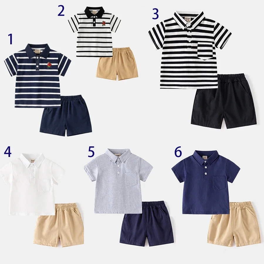 2 sets/lot Summer Kids Clothes Set Boys Short Sleeves Polo Shirt + Short 2345678T Years Children Stripe Boys Tops Pants Sets
2 sets/lot Summer Kids Clothes Set Boys Short Sleeves Polo Shirt + Short 2345678T Years Children Stripe Boys Tops Pants Sets