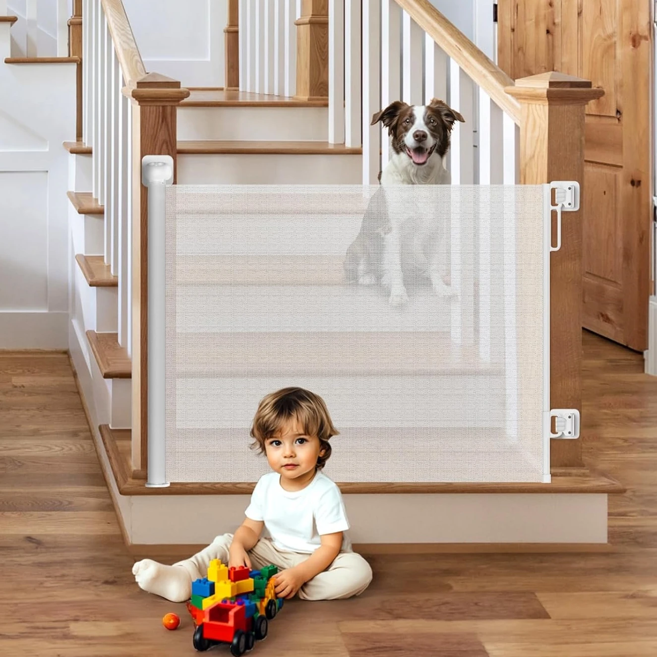Retractable Baby Gate Space-Saving Pet Gate 34.8″ in Height & Extends up to 70.8″ in Width One-Handed Use for Stair Doorway
Retractable Baby Gate Space-Saving Pet Gate 34.8″ in Height & Extends up to 70.8″ in Width One-Handed Use for Stair Doorway