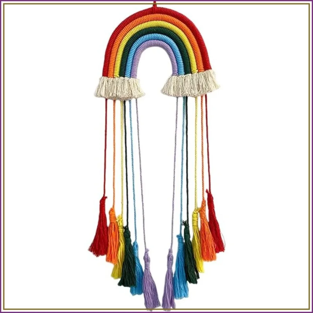 Rainbow Macrame Wall Hanging - Hand-Woven Cotton Tassel Tapestry for Nursery & Home Decor
Rainbow Macrame Wall Hanging - Hand-Woven Cotton Tassel Tapestry for Nursery & Home Decor