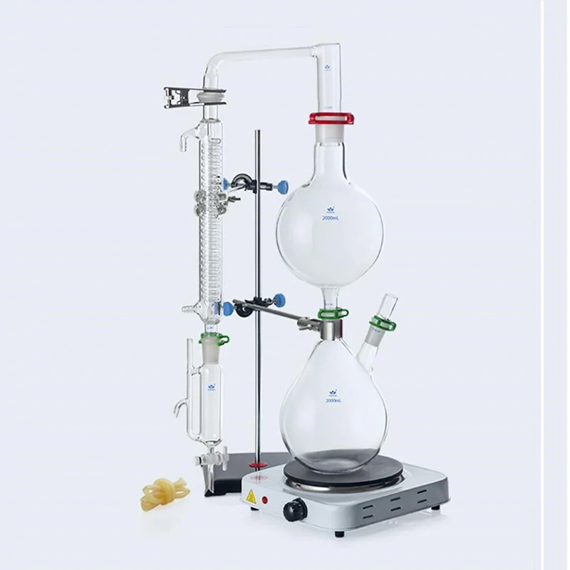 2000ml Lab Essential Oil Steam Distillation Apparatus Glassware Kits Water Distiller Purifier w/Hot Stove Graham Condenser ATT
2000ml Lab Essential Oil Steam Distillation Apparatus Glassware Kits Water Distiller Purifier w/Hot Stove Graham Condenser ATT