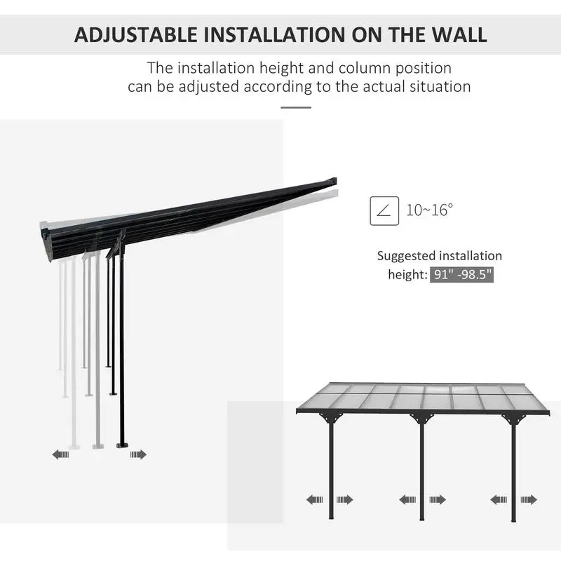 Outsunny 16.5' x 10' Outdoor Polycarbonate Pergola, Transparent UV Blocking Awning, Hardtop Deck Gazebo, Aluminum, Gray
Outsunny 16.5' x 10' Outdoor Polycarbonate Pergola, Transparent UV Blocking Awning, Hardtop Deck Gazebo, Aluminum, Gray