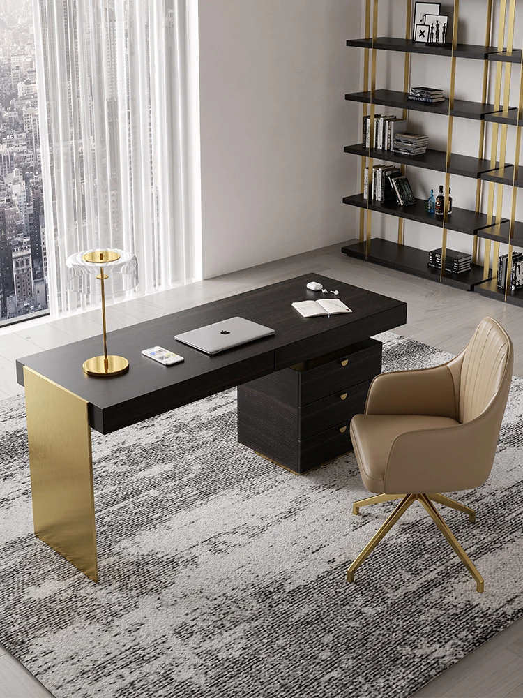 Light luxury desk modern simple household small family bedroom solid wood desk study advanced design sense desk and chair
Light luxury desk modern simple household small family bedroom solid wood desk study advanced design sense desk and chair