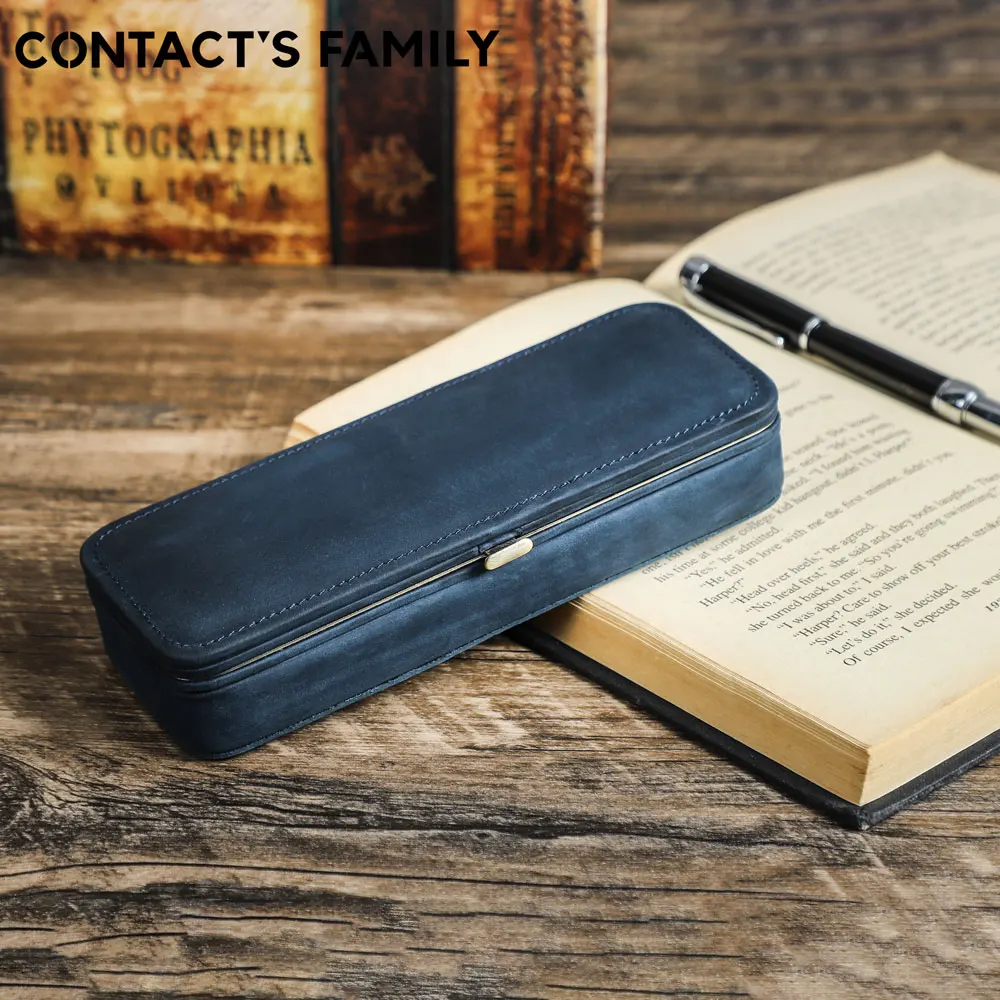 Vintage Crazy Horse Leather Pen Case, Handcrafted Hard Shell Pen Box with Inner Pocket, Durable Cowhide Storage for Fountain Pen
Vintage Crazy Horse Leather Pen Case, Handcrafted Hard Shell Pen Box with Inner Pocket, Durable Cowhide Storage for Fountain Pen
