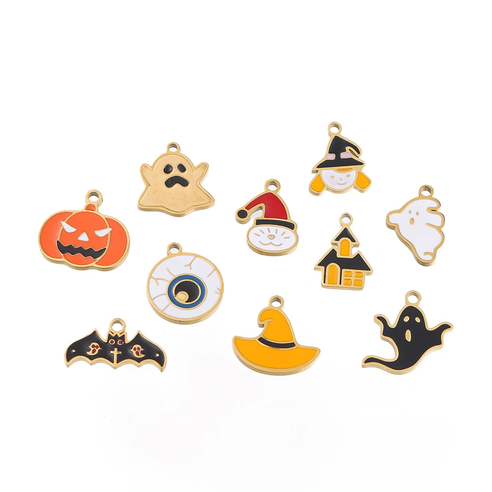 1pcs Stainless Steel Cartoon Halloween Enamel Charms Pumpkin Skeleton Ghost Bat Cat Pendants for DIY Jewelry Making Accessories
1pcs Stainless Steel Cartoon Halloween Enamel Charms Pumpkin Skeleton Ghost Bat Cat Pendants for DIY Jewelry Making Accessories