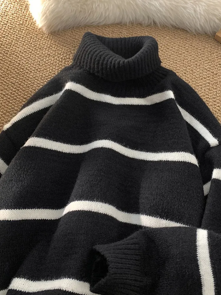 Men's Stripe Knitwear Loose High Collar Inner irt Casual American Retro Sle Spring Autumn Wear Comfortable Breathable
Men's Stripe Knitwear Loose High Collar Inner irt Casual American Retro Sle Spring Autumn Wear Comfortable Breathable