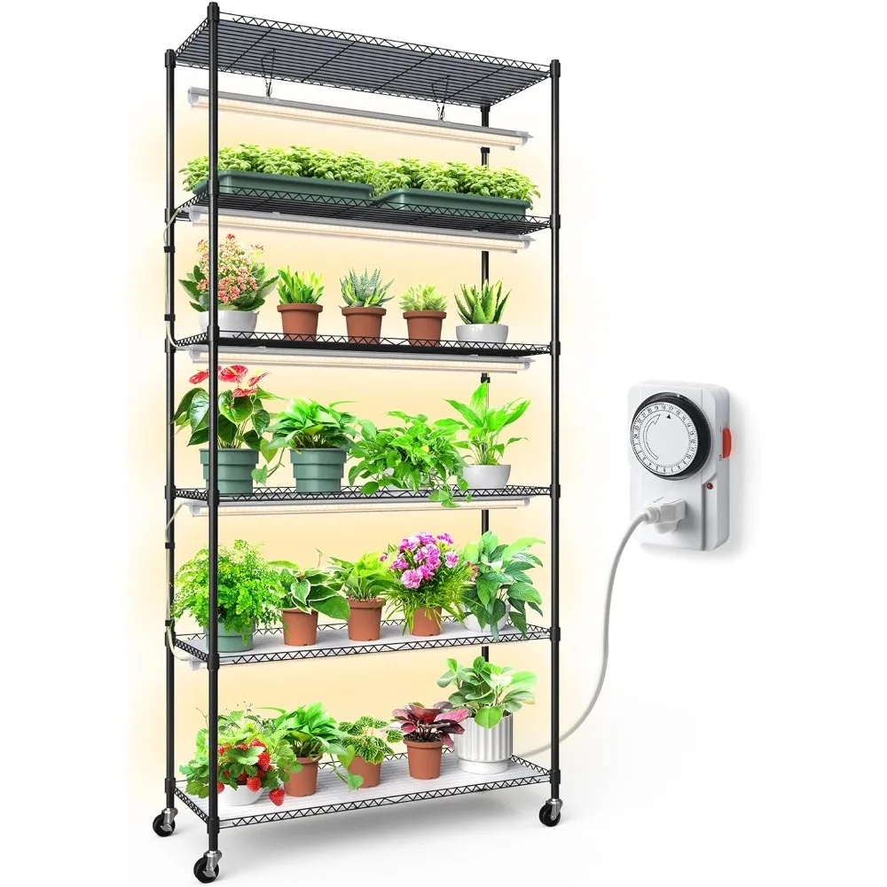 Barrina Plant Stand with Grow Lights, 3FT T8 Full Spectrum 150W Yellow LED Plant Lights 5 Packs, Indoor Plant Shelf
Barrina Plant Stand with Grow Lights, 3FT T8 Full Spectrum 150W Yellow LED Plant Lights 5 Packs, Indoor Plant Shelf