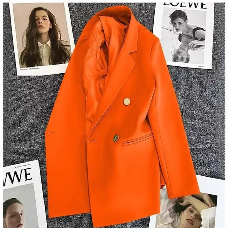 Orange Women's Suit Jacket 2025 Spring Autumn New Korean Style High-End Personality Trend 22 Colors Fashionable Polyester
Orange Women's Suit Jacket 2025 Spring Autumn New Korean Style High-End Personality Trend 22 Colors Fashionable Polyester