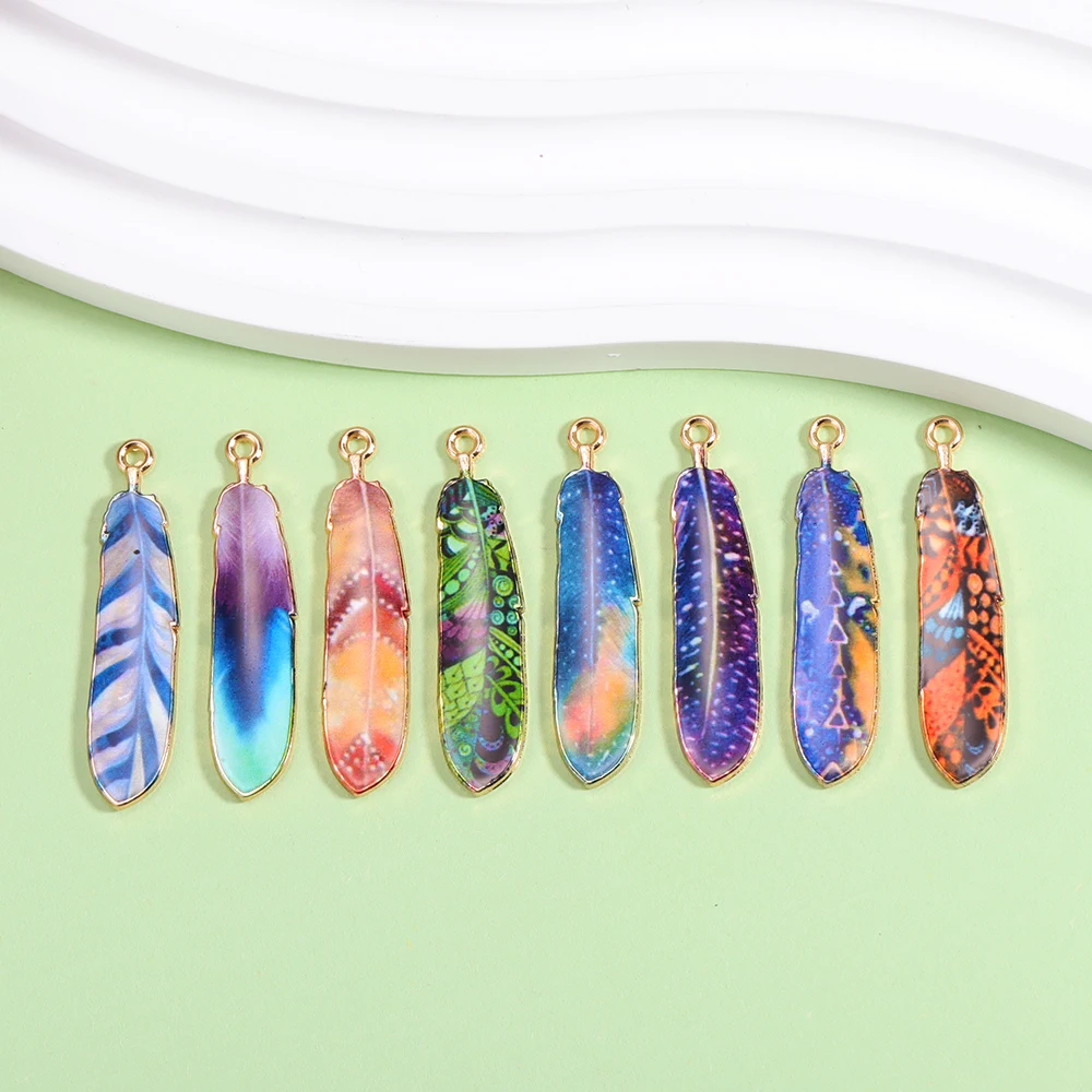 10pcs Colorful Print Enamel Feather Alloy Pendant Charm For DIY Jewelry Keychain Necklace Earrings Tassel Making Accessories
10pcs Colorful Print Enamel Feather Alloy Pendant Charm For DIY Jewelry Keychain Necklace Earrings Tassel Making Accessories