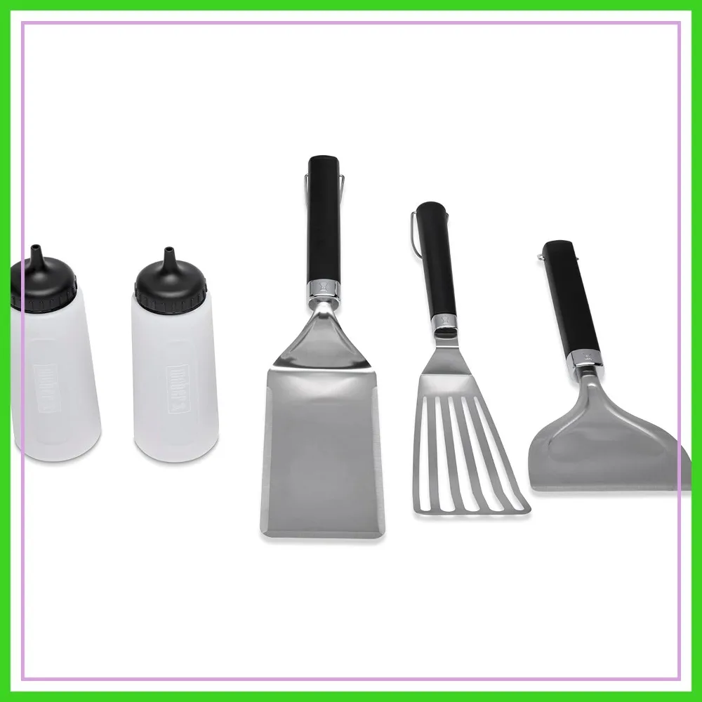5-Piece Grill Tool Set with Spatula, Flexible Spatula, Scraper & 2 Squeeze Bottles for Breakfast, Burgers & More - Easy Cooking & Cleanup
5-Piece Grill Tool Set with Spatula, Flexible Spatula, Scraper & 2 Squeeze Bottles for Breakfast, Burgers & More - Easy Cooking & Cleanup