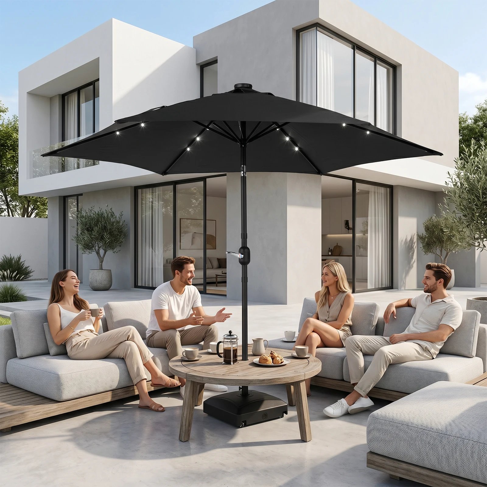 9FT Solar LED Patio Umbrella Push Button Tilt Waterproof Gray
9FT Solar LED Patio Umbrella Push Button Tilt Waterproof Gray