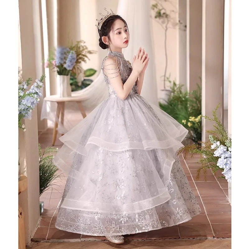 Children's Day Stylish 2025 New Girl's Gray Halter Birthday Princess Dress Piano Performance Outfit
Children's Day Stylish 2025 New Girl's Gray Halter Birthday Princess Dress Piano Performance Outfit