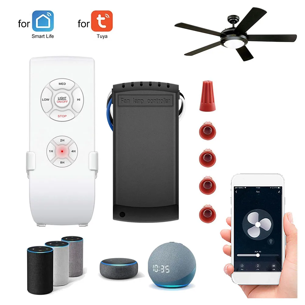 For Tuya WiFi Smart Ceiling Fan Light Remote Control Kit App and RF Remote Control Smart Home Wind Speed Adjusting Device
For Tuya WiFi Smart Ceiling Fan Light Remote Control Kit App and RF Remote Control Smart Home Wind Speed Adjusting Device