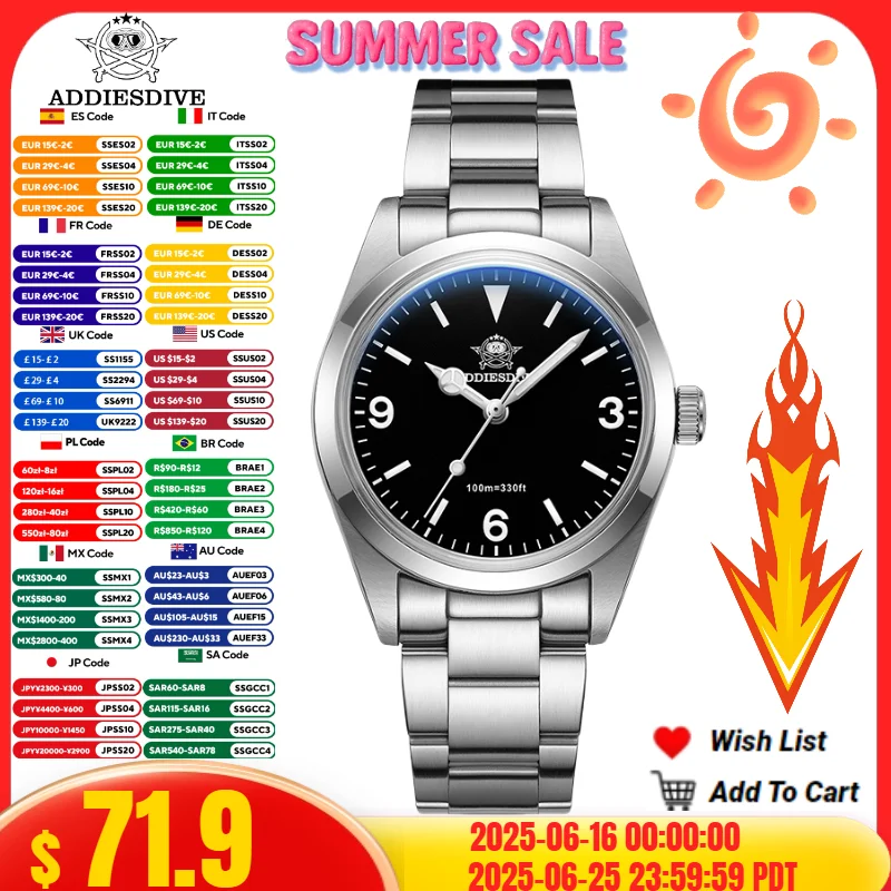 ADDIESDIVE 36mm Top Brand Luxury Men's Watch Sapphire Glass BGW9 Luminous 10Bar Waterproof 316L Stainless Steel Quartz Watch
ADDIESDIVE 36mm Top Brand Luxury Men's Watch Sapphire Glass BGW9 Luminous 10Bar Waterproof 316L Stainless Steel Quartz Watch