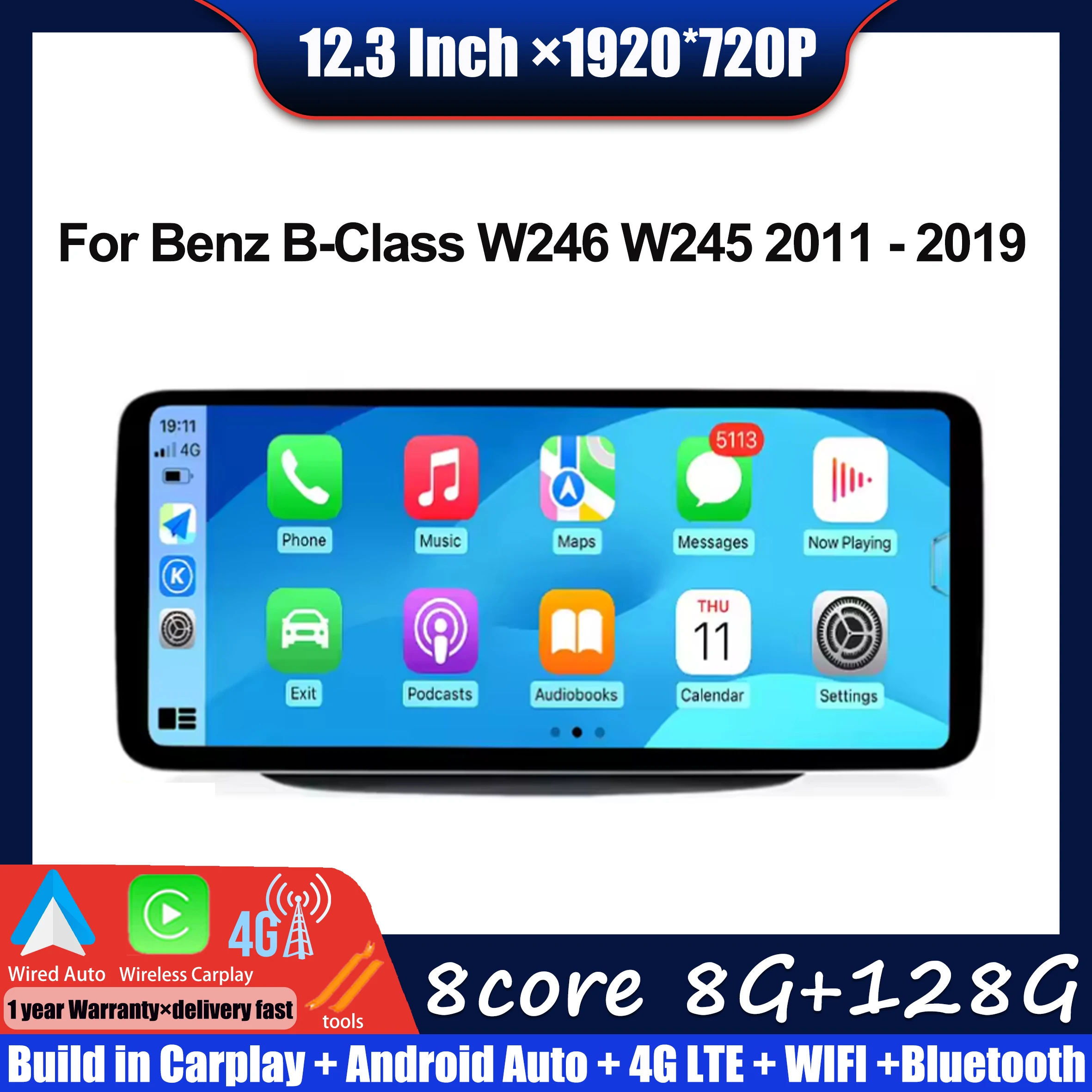 12.3 inch Android 14 Car Radio Multimedia Player GPS For Benz B-Class W246 W245 2011 - 2019 4G WiFi intelligence System NO DVD
12.3 inch Android 14 Car Radio Multimedia Player GPS For Benz B-Class W246 W245 2011 - 2019 4G WiFi intelligence System NO DVD
