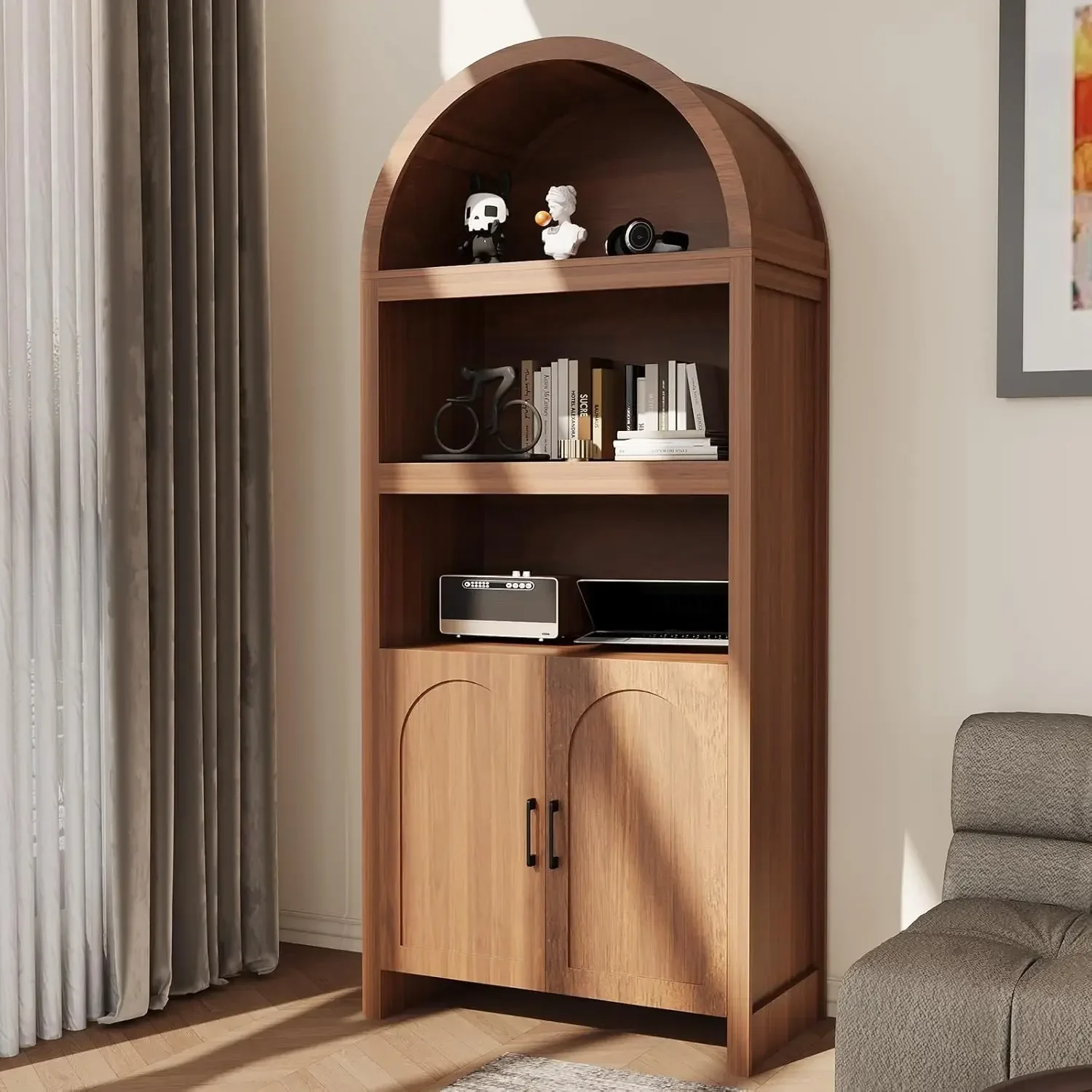 Arched Bookcase 5 Tier Bookshelf Display Storage Cabinet Open Shelves Fluted Doors Brown
Arched Bookcase 5 Tier Bookshelf Display Storage Cabinet Open Shelves Fluted Doors Brown