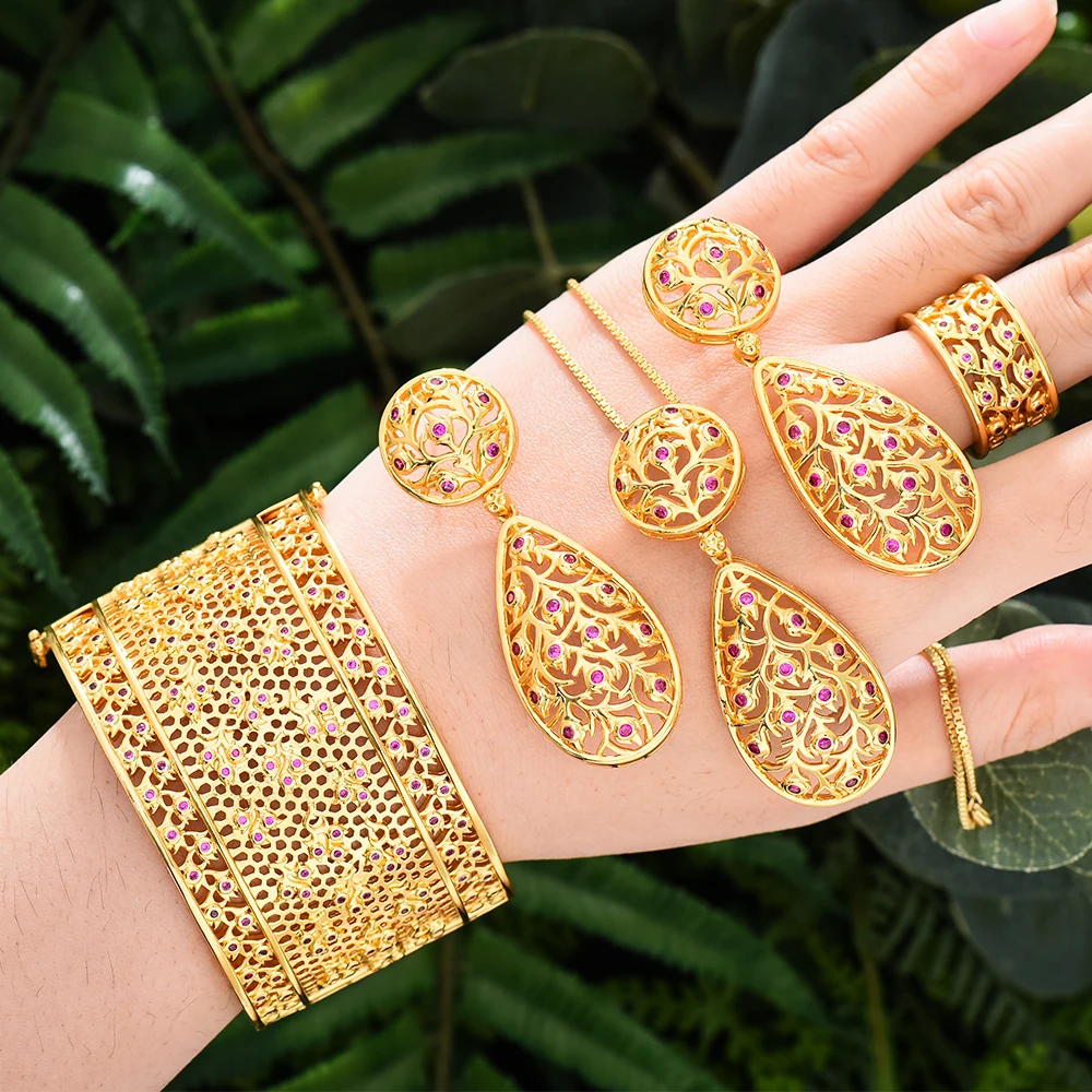 Siscathy Dubai Arab Bride Wedding Jewelry Set For Women Luxury Full Cubic Zircon Necklace Bracelet Bangle Engagement Accessories
Siscathy Dubai Arab Bride Wedding Jewelry Set For Women Luxury Full Cubic Zircon Necklace Bracelet Bangle Engagement Accessories