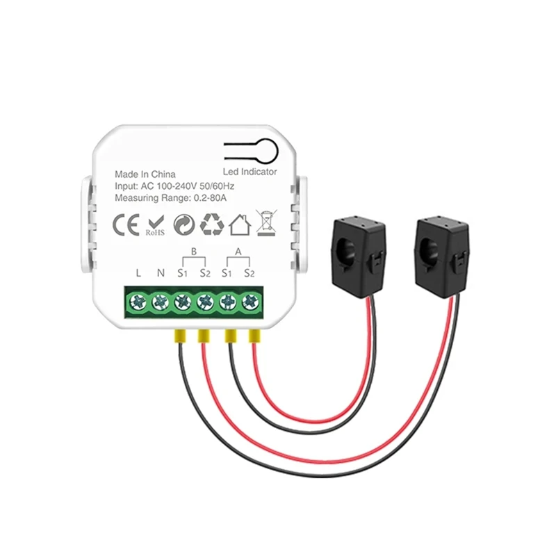 ABYN-Tuya Wifi Smart Power Meter With Current Transformer Clamp 2 Channel 80A Energy Meter Smart Home Wattmeter
ABYN-Tuya Wifi Smart Power Meter With Current Transformer Clamp 2 Channel 80A Energy Meter Smart Home Wattmeter