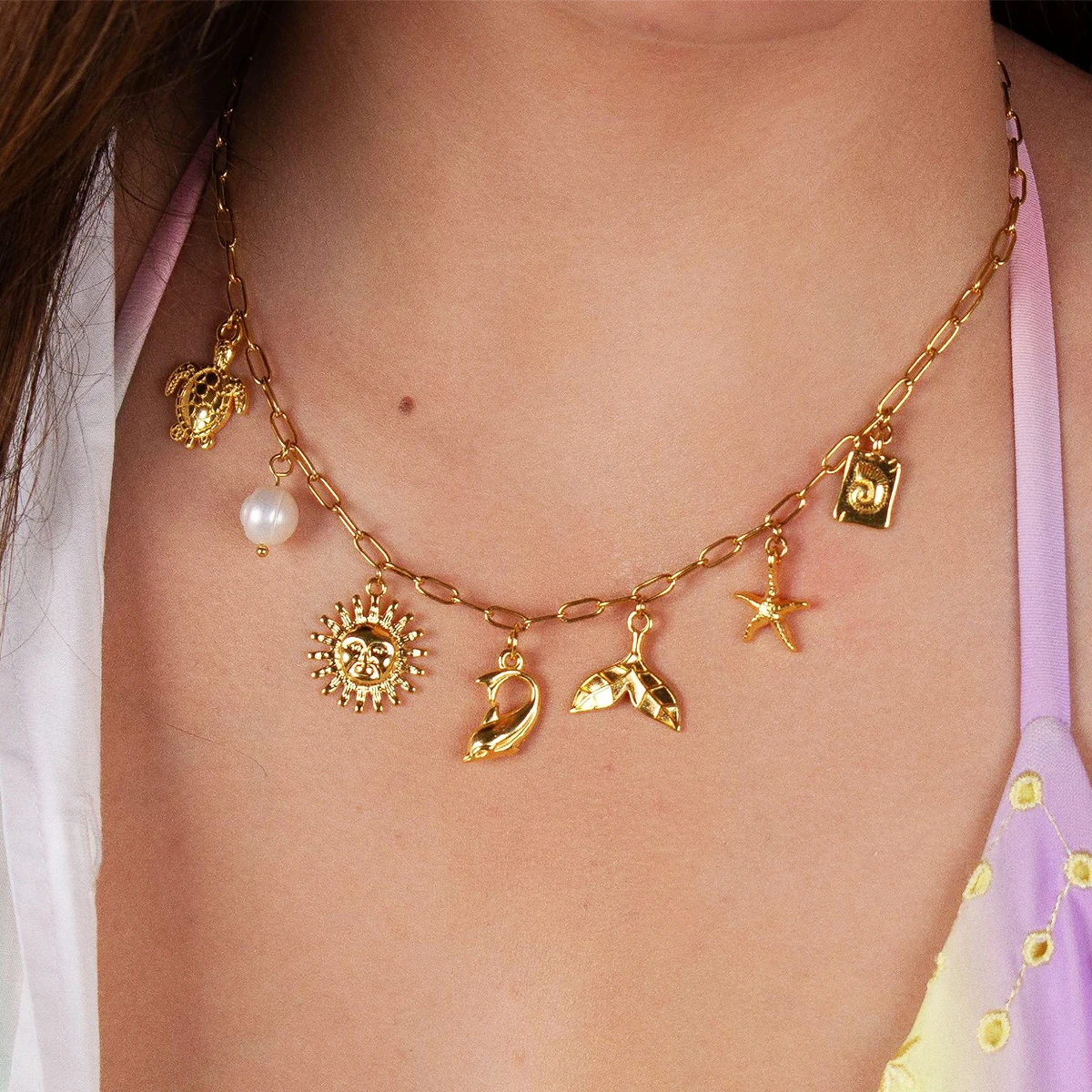 Catuni Summer Vacation Charm Necklaces for Women Gold Color Collar Trendy Dolphin Shell Pearl Turtle Jewelry Gifts
Catuni Summer Vacation Charm Necklaces for Women Gold Color Collar Trendy Dolphin Shell Pearl Turtle Jewelry Gifts