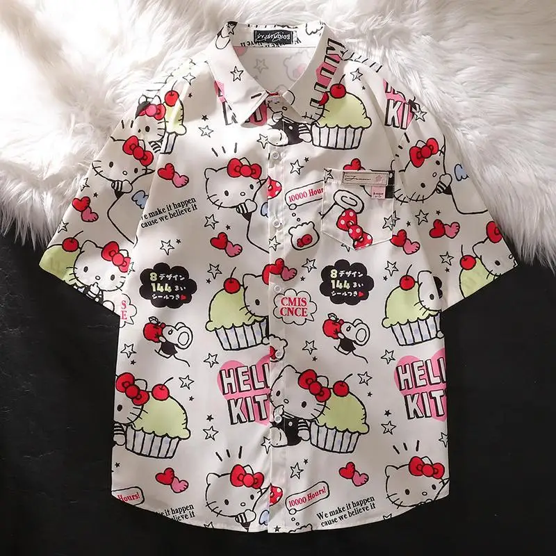 Рубашка Hello Kitty с коротким рукавом, с рисунком аниме, с героями мультфильмов, для пар, Hellokitty, студенческие повседневные рубашки, подарок для девушек
Рубашка Hello Kitty с коротким рукавом, с рисунком аниме, с героями мультфильмов, для пар, Hellokitty, студенческие повседневные рубашки, подарок для девушек