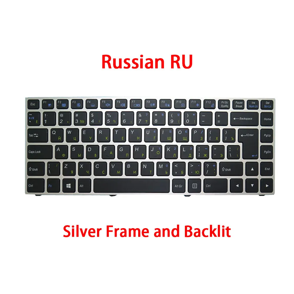 Laptop Keyboard For CLEVO P640 MP-13C26SUJ4306 6-80-N13B0-281-1 Russian RU Silver Frame and Backlit New
Laptop Keyboard For CLEVO P640 MP-13C26SUJ4306 6-80-N13B0-281-1 Russian RU Silver Frame and Backlit New