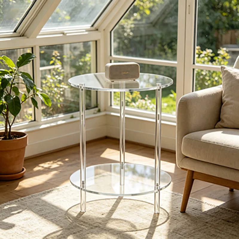 Round acrylic side table, transparent adjustable-height small coffee table, modern laptop stand suitable for sofa beds, small tr
Round acrylic side table, transparent adjustable-height small coffee table, modern laptop stand suitable for sofa beds, small tr