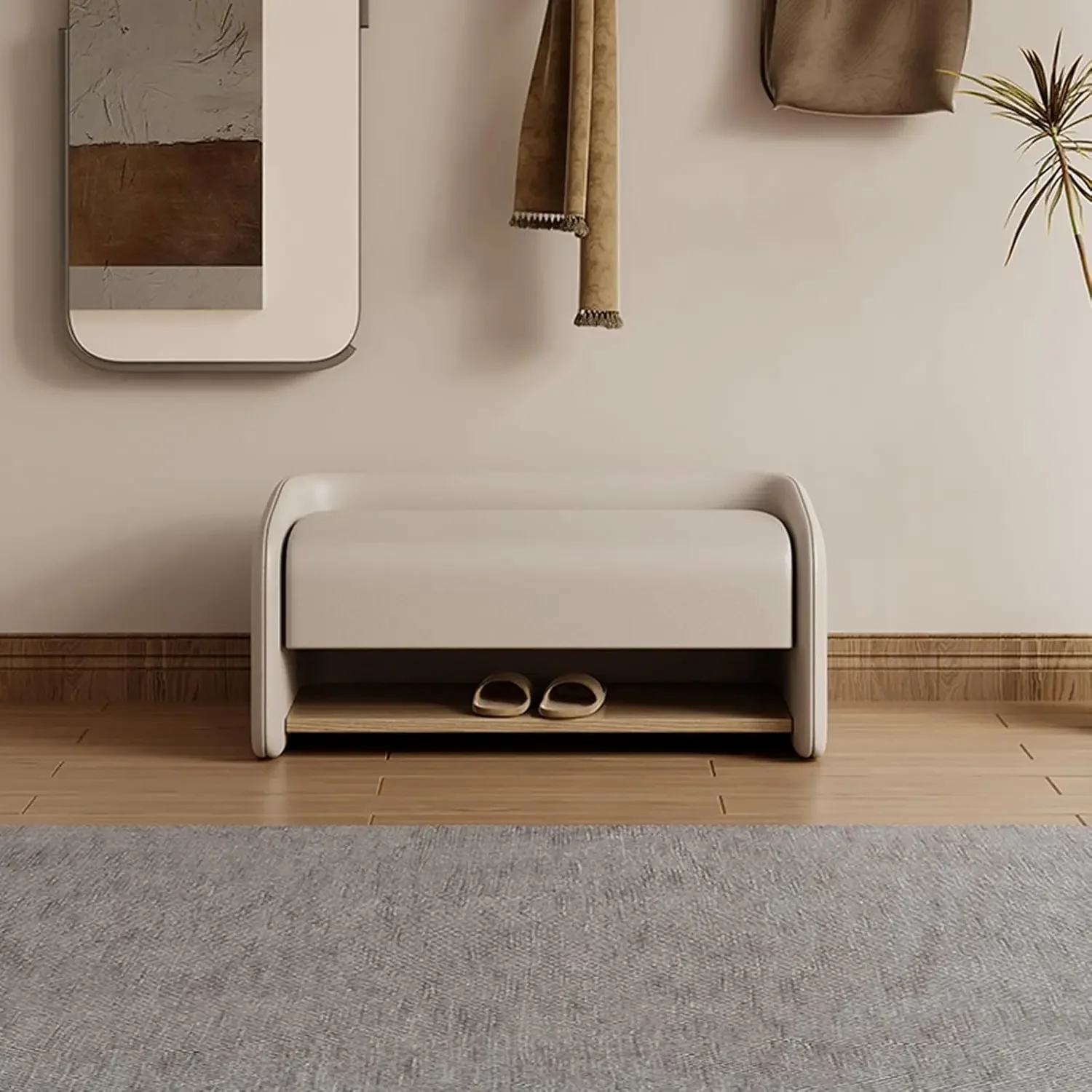 Shoe Bench with Leather Cushion, Solid Wood Shelf, Entryway Shoe Rack, 440lb Capacity, 32in White
Shoe Bench with Leather Cushion, Solid Wood Shelf, Entryway Shoe Rack, 440lb Capacity, 32in White