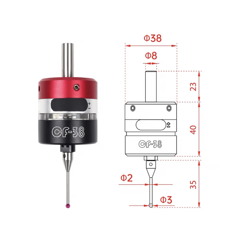 3D trigger edge finder machining center CNC milling machine three-coordinate precision centering bar tool setter CF-38
3D trigger edge finder machining center CNC milling machine three-coordinate precision centering bar tool setter CF-38