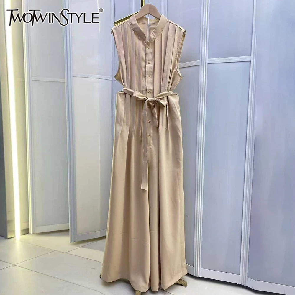 TWOTWINSTYLE Loose Solid Jumpsuits for Women O Neck Sleeveless Spliced Lace Up Summer Commute Elegant Jumpsuit Female KJU563079
TWOTWINSTYLE Loose Solid Jumpsuits for Women O Neck Sleeveless Spliced Lace Up Summer Commute Elegant Jumpsuit Female KJU563079
