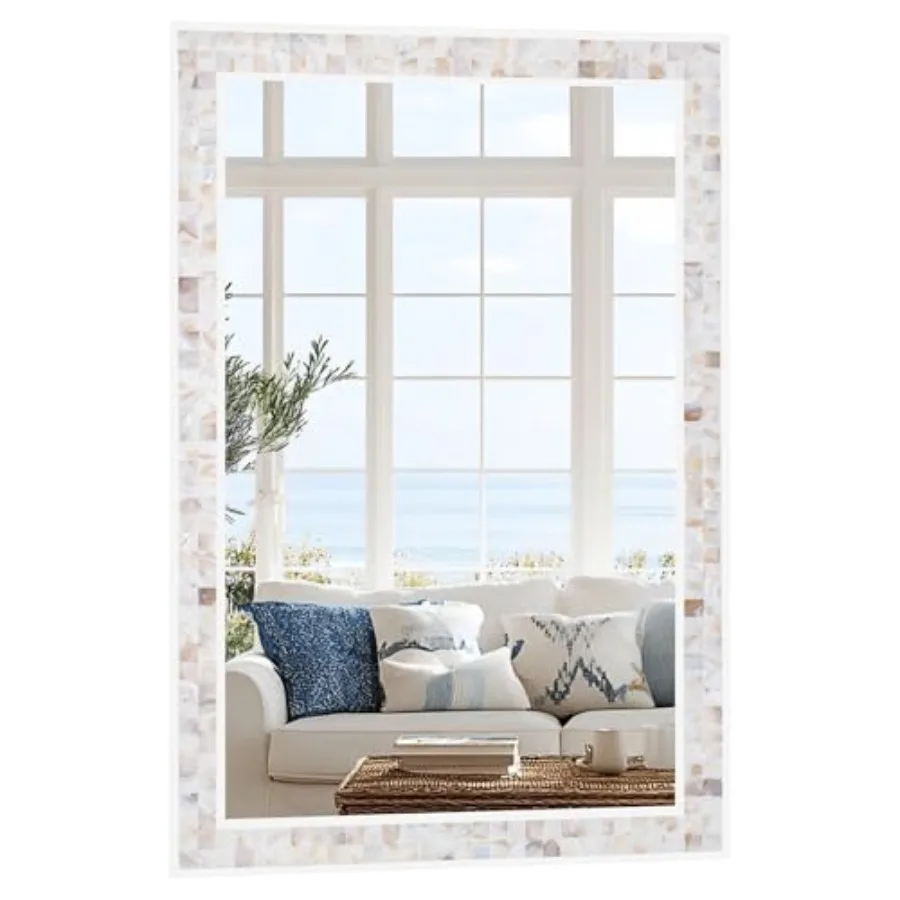 Shell Framed Rectangular Wall Mirrors for Bathroom, 24x36 Inch Mosaic Mirror for Bedroom Living Room or Entryway, Wall Mounted
Shell Framed Rectangular Wall Mirrors for Bathroom, 24x36 Inch Mosaic Mirror for Bedroom Living Room or Entryway, Wall Mounted