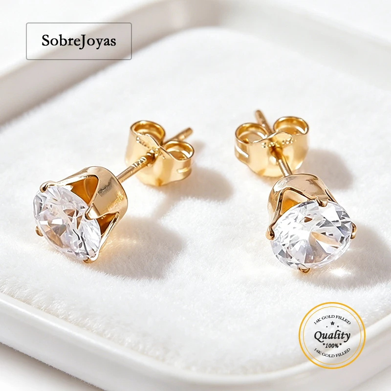 14K Gold Filled Tiny round CZ Diamond Stud Earrings Hypoallergenic Tarnish Resistant Simple Gold Earrings
14K Gold Filled Tiny round CZ Diamond Stud Earrings Hypoallergenic Tarnish Resistant Simple Gold Earrings