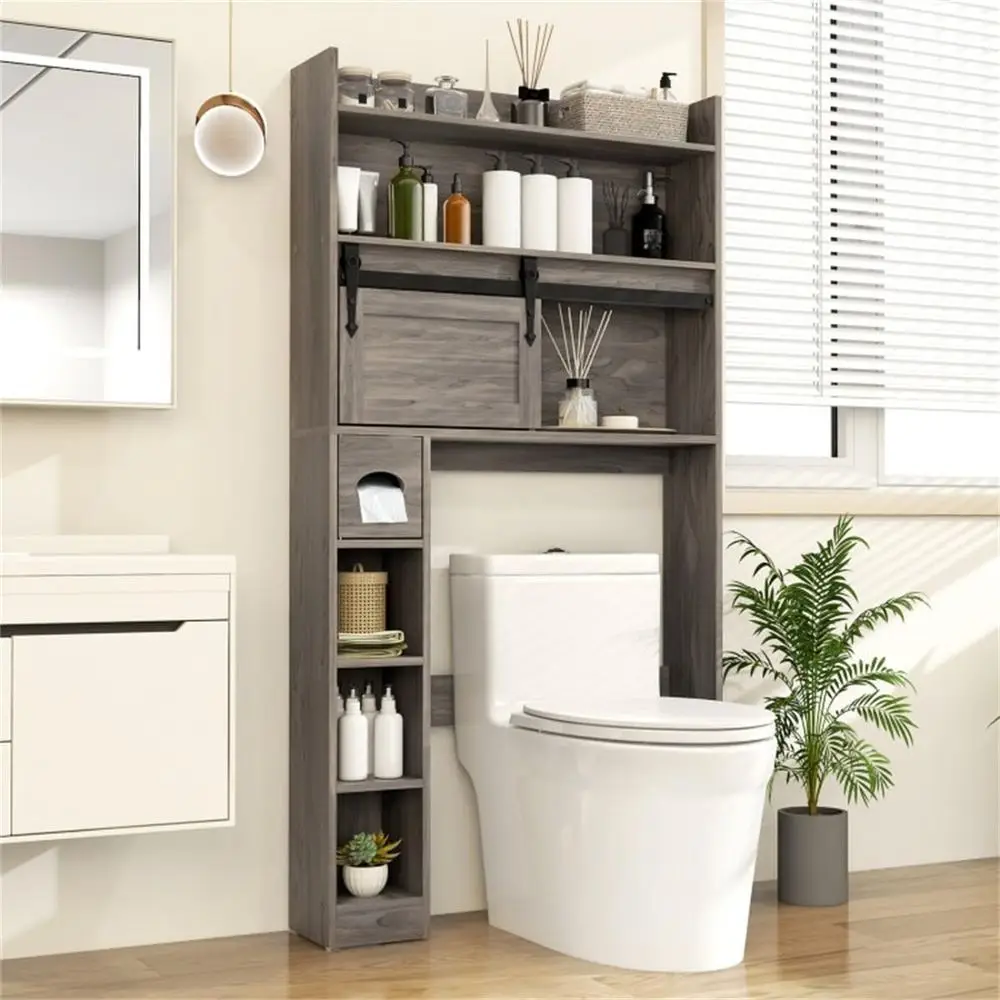 Bathroom Storage Cabinet with Sliding Barn Door for Toilet Area Organization
Bathroom Storage Cabinet with Sliding Barn Door for Toilet Area Organization