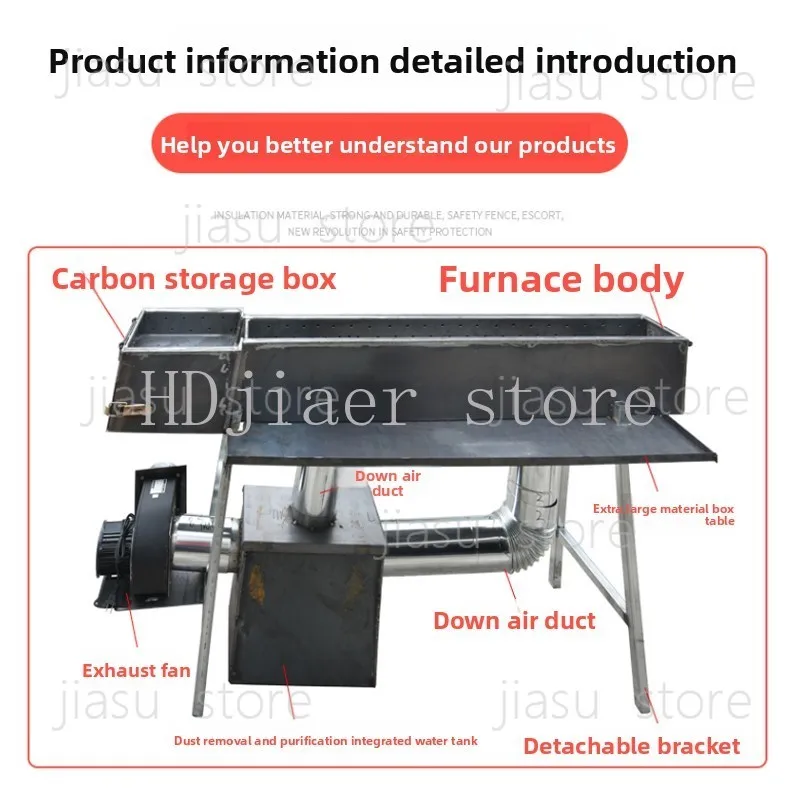 Thickened smoke exhaust commercial charcoal barbecue grill with exhaust fan, skewer grill, stall, barbecue grill, customizable
Thickened smoke exhaust commercial charcoal barbecue grill with exhaust fan, skewer grill, stall, barbecue grill, customizable
