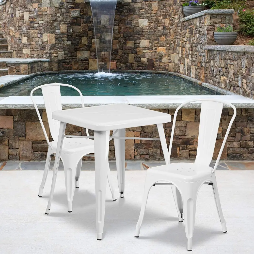 Commercial 23.75 Square White Metal IndoorOutdoor Table Set2 Stack Chairs
Commercial 23.75 Square White Metal IndoorOutdoor Table Set2 Stack Chairs