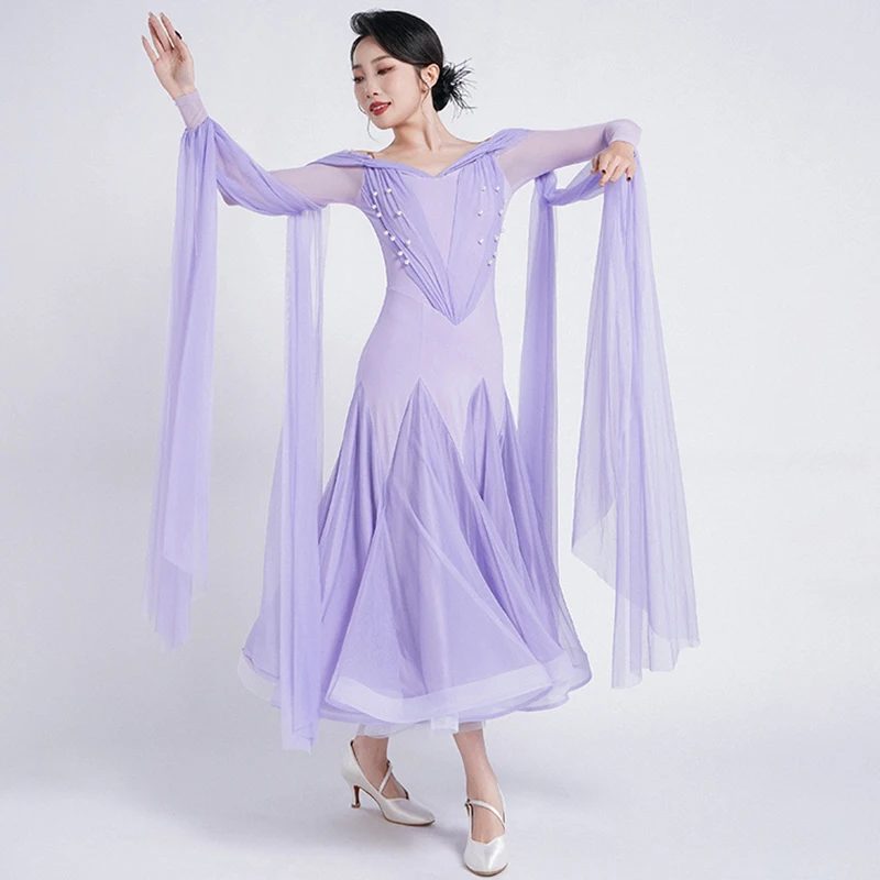 Modern dress Elegant Beautiful Women's Waltz Professional Dance Dress with Strap Strap Mesh Pearl Ballroom Dress
Modern dress Elegant Beautiful Women's Waltz Professional Dance Dress with Strap Strap Mesh Pearl Ballroom Dress