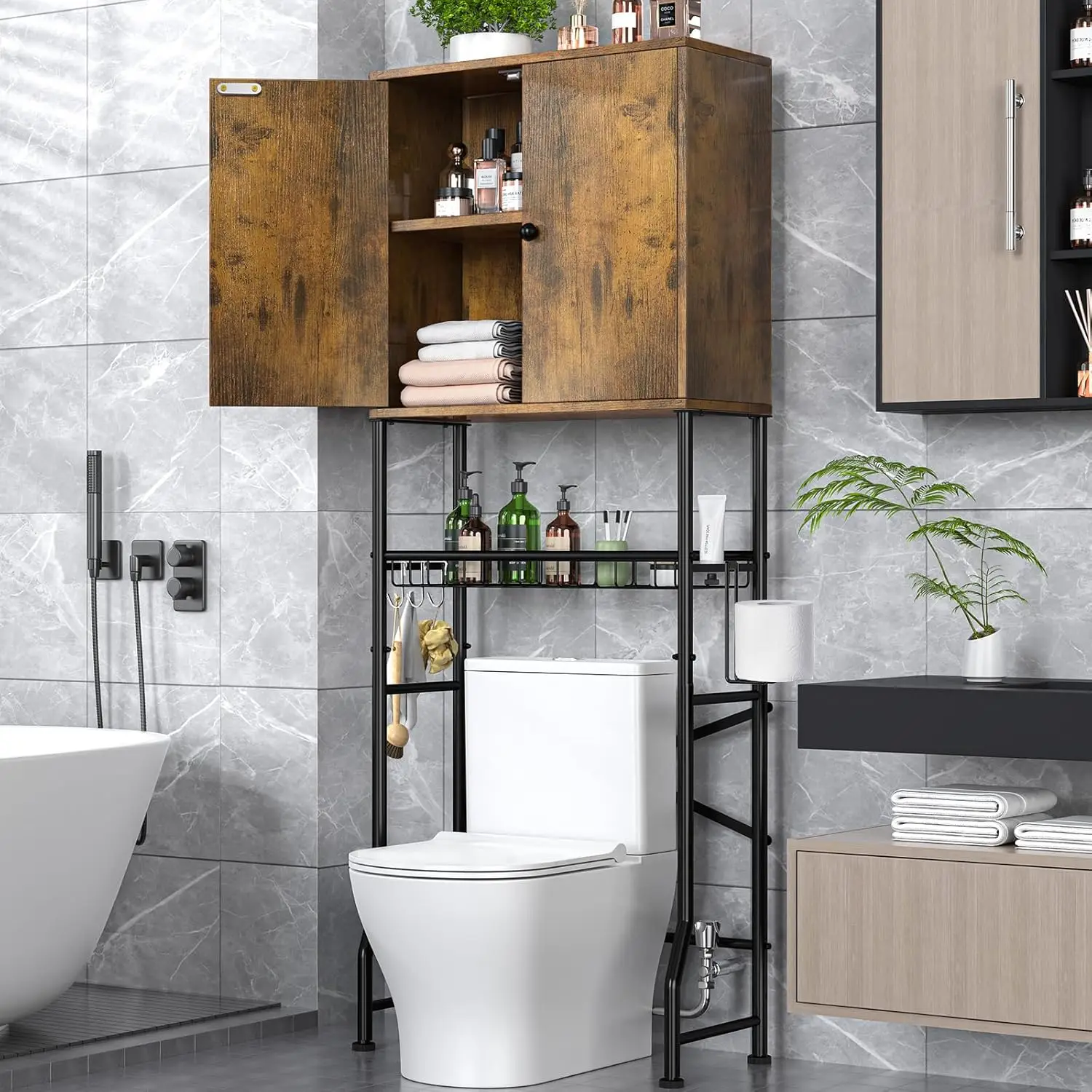 Over The Toilet Storage Cabinet - 2-Door Bathroom Organizer Shelf, Freestanding Space-Saver Toilet Rack with Privacy Protecti
Over The Toilet Storage Cabinet - 2-Door Bathroom Organizer Shelf, Freestanding Space-Saver Toilet Rack with Privacy Protecti